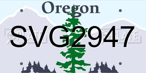 SVG2947 Oregon License Plate