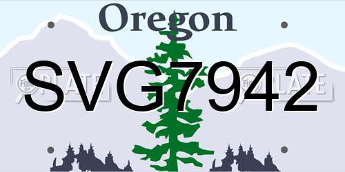 SVG7942 Oregon License Plate