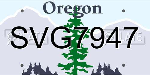 SVG7947 Oregon License Plate