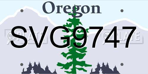 SVG9747 Oregon License Plate