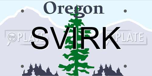 SVIRK Oregon License Plate