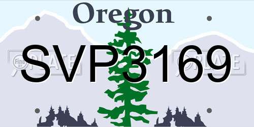 SVP3169 Oregon License Plate