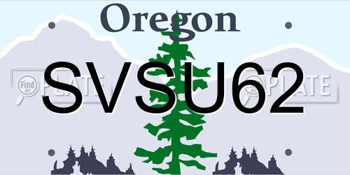 SVSU62 Oregon License Plate