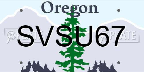 SVSU67 Oregon License Plate