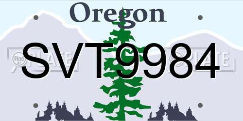 SVT9984 Oregon License Plate