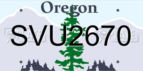 SVU2670 Oregon License Plate