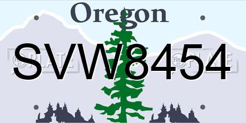 SVW8454 Oregon License Plate