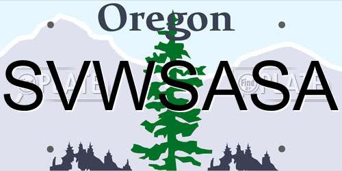 SVWSASA Oregon License Plate