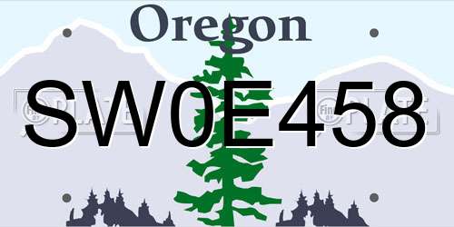 SW0E458 Oregon License Plate