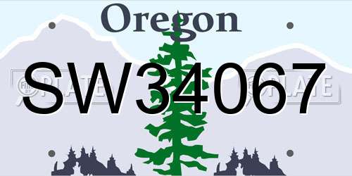 SW34067 Oregon License Plate