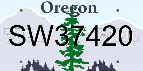 SW37420 Oregon License Plate