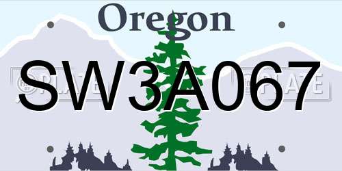 SW3A067 Oregon License Plate
