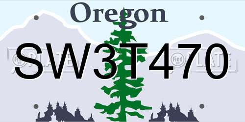 SW3T470 Oregon License Plate