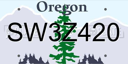 SW3Z420 Oregon License Plate