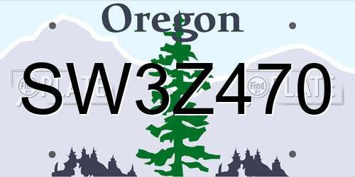 SW3Z470 Oregon License Plate