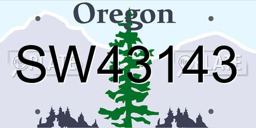 SW43143 Oregon License Plate