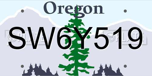 SW6Y519 Oregon License Plate