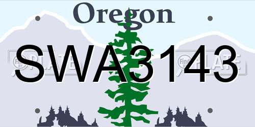 SWA3143 Oregon License Plate