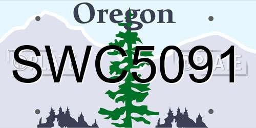 SWC5091 Oregon License Plate