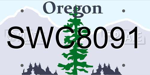 SWC8091 Oregon License Plate