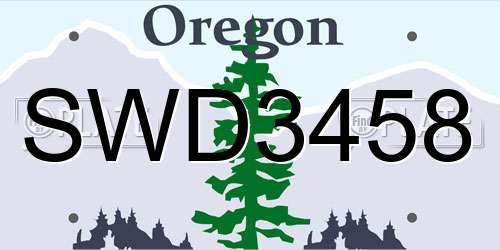 SWD3458 Oregon License Plate