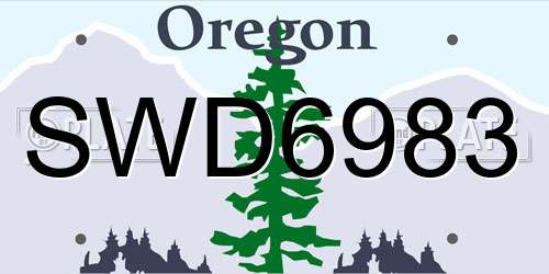 SWD6983 Oregon License Plate