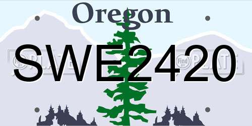 SWE2420 Oregon License Plate