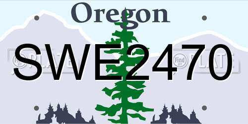 SWE2470 Oregon License Plate