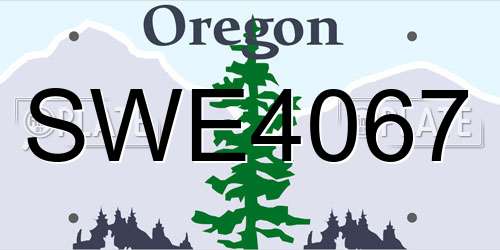 SWE4067 Oregon License Plate