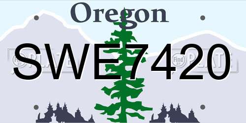 SWE7420 Oregon License Plate
