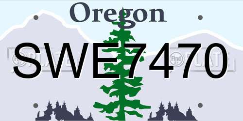 SWE7470 Oregon License Plate