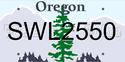 SWL2550 Oregon License Plate
