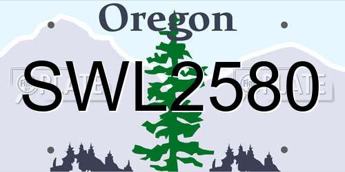 SWL2580 Oregon License Plate