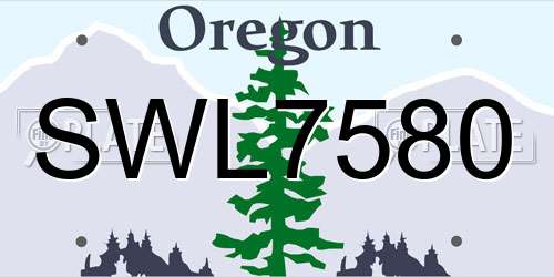 SWL7580 Oregon License Plate