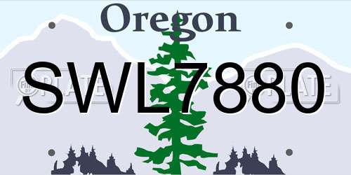 SWL7880 Oregon License Plate