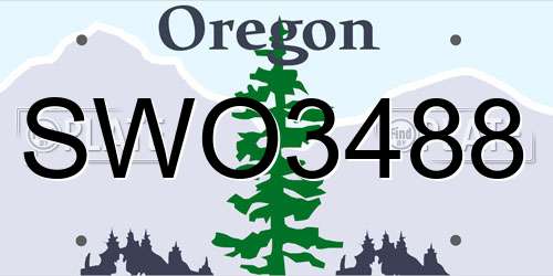 SWO3488 Oregon License Plate