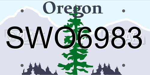 SWO6983 Oregon License Plate