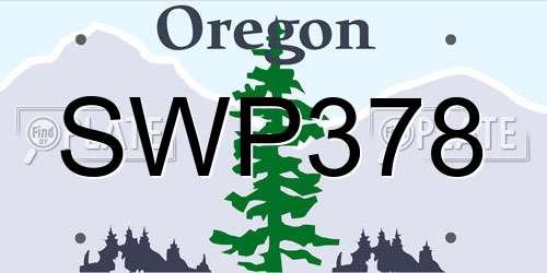 SWP378 Oregon License Plate