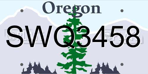 SWQ3458 Oregon License Plate