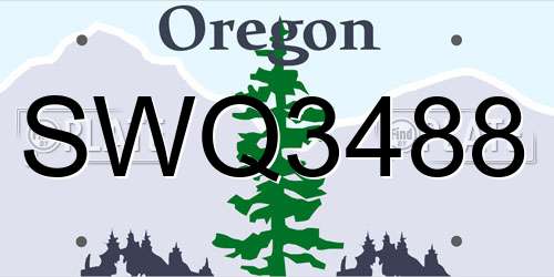SWQ3488 Oregon License Plate