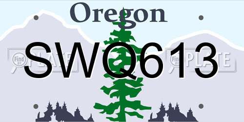 SWQ613 Oregon License Plate