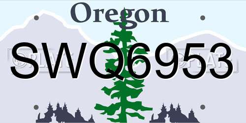 SWQ6953 Oregon License Plate