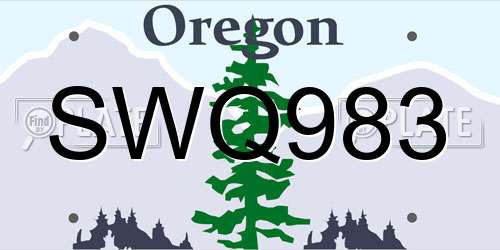SWQ983 Oregon License Plate