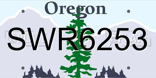 SWR6253 Oregon License Plate
