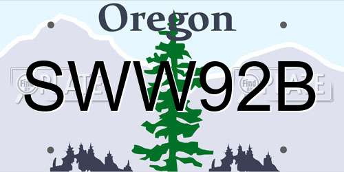 SWW92B Oregon License Plate