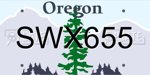 SWX655 Oregon License Plate