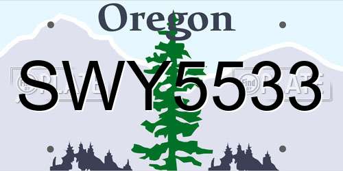 SWY5533 Oregon License Plate