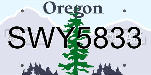 SWY5833 Oregon License Plate