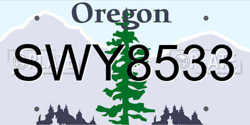 SWY8533 Oregon License Plate