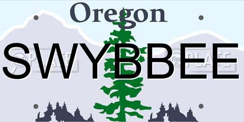 SWYBBEE Oregon License Plate